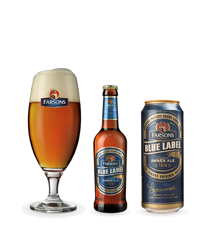 Blue Label Ale's containers