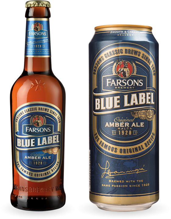 Blue Label Ale's containers